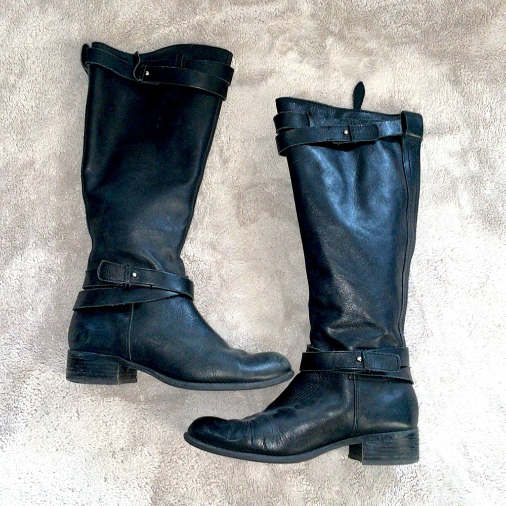 Franco Sarto Knee High Black Leather Boots